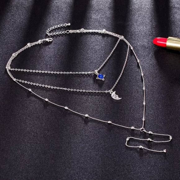 5 for $25 Three Layer Moon Charm Necklace - Picture 4 of 7